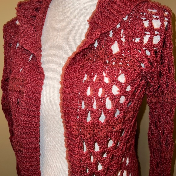 oliver Sweaters Oliver Anthropologie Crochet Rust Hooded Open